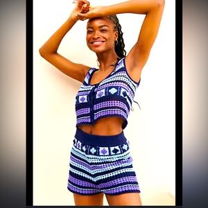 4SI3NNA Doris Knit Shorts top set fall nwot $250 free people crochet casual boho